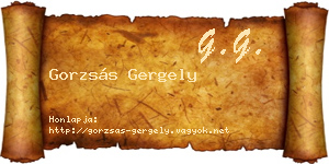 Gorzsás Gergely névjegykártya