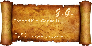 Gorzsás Gergely névjegykártya